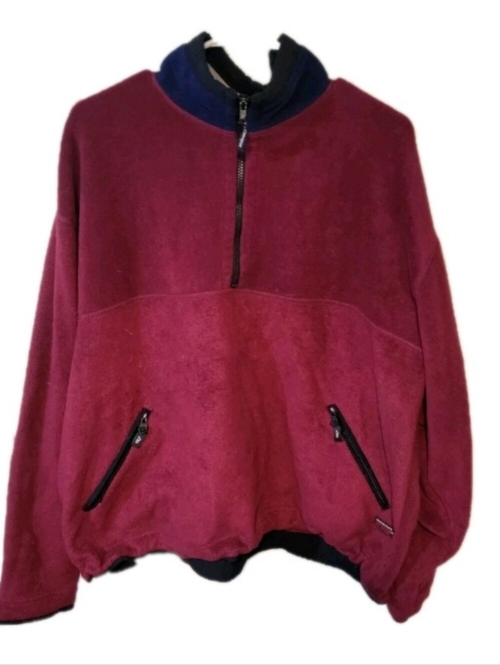 Vintage Outersport Sweater Red Pullover Quarter Zip Fleece LARGE Y2k 90s 2000s